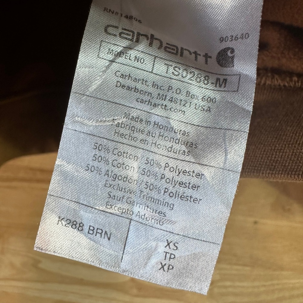 Carhartt K288 BRN Midweight Hoodie Brown Sleeve Logo Mens XS - Picture 11 of 12